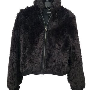 Express Black Teddy Jacket with Plush Texture
